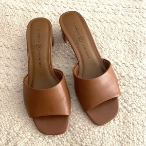 Chinese Laundry Mid Heel Mule 6.5/37 dark beige / brown Leather